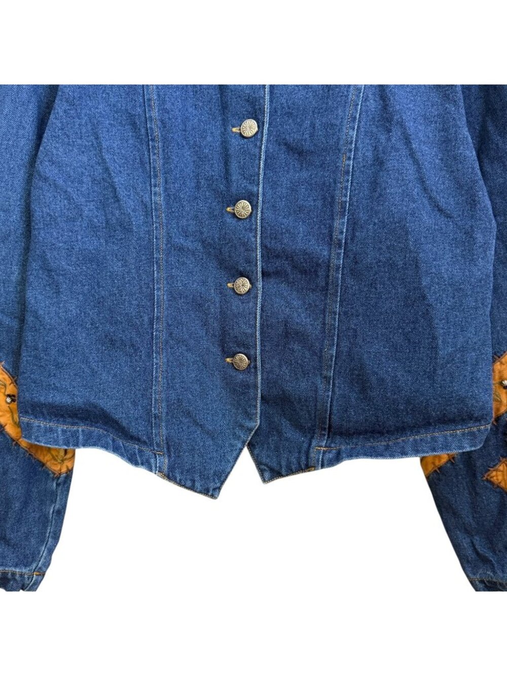 Vintage Western Cowgirl Embroidered Applique Crop Denim Jacket XL Rodeo - Picture 4 of 8